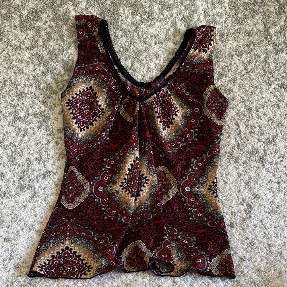 Agenda Womens Elegant Paisley Sleeveless Top Size Medium Resale polyester